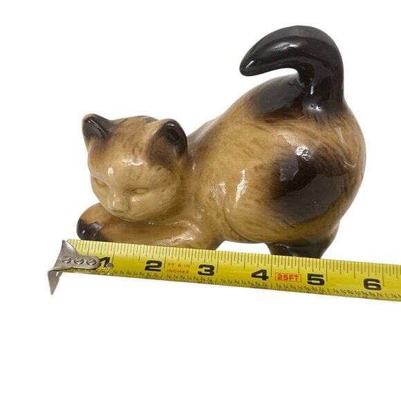 Vintage Goebel Ceramic Siamese Cat Figurine Brown Tan Germany Mid Century - Picture 10 of 10